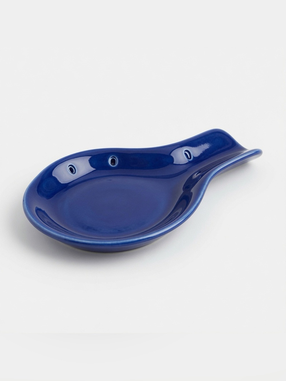 Crate & Barrel Navy Blue Ceramic Spoon Rest Holder Classic Clean Design